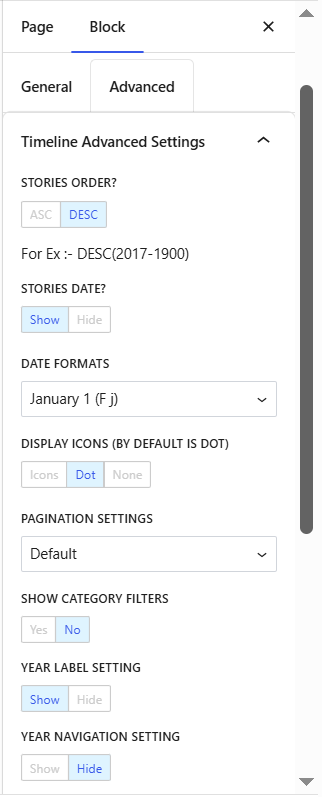 Cool Timeline advanced settings