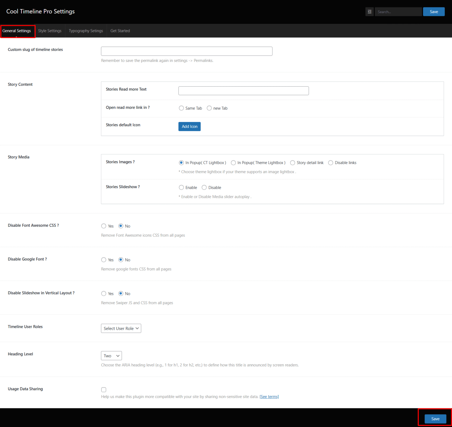General Settings - Cool Timeline Pro