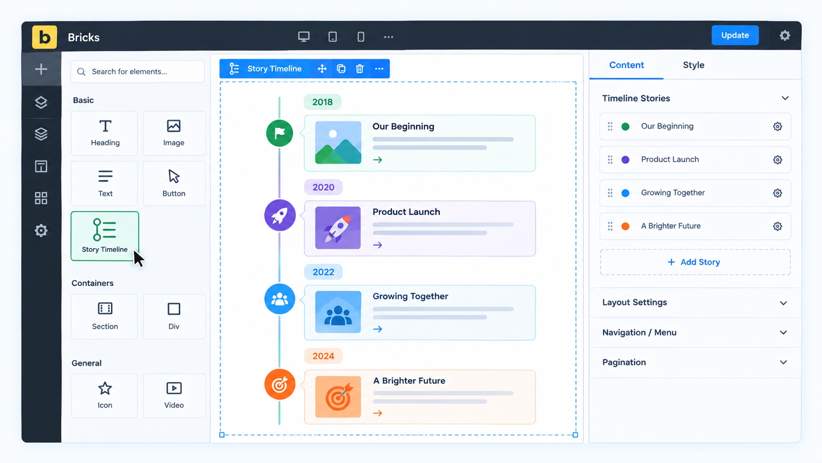 cool timeline bricks builder
