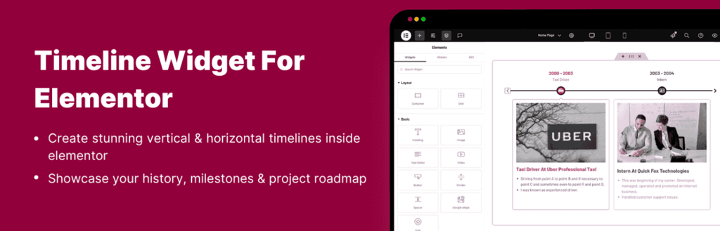timeline widget for elementor